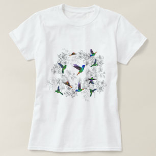 T - Shirt der Hummingvögel Orchid-Blume