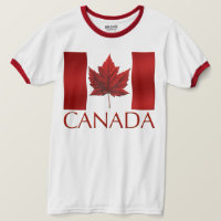 T - Shirt der kanadischen Flagge Souvenir Ringer-S