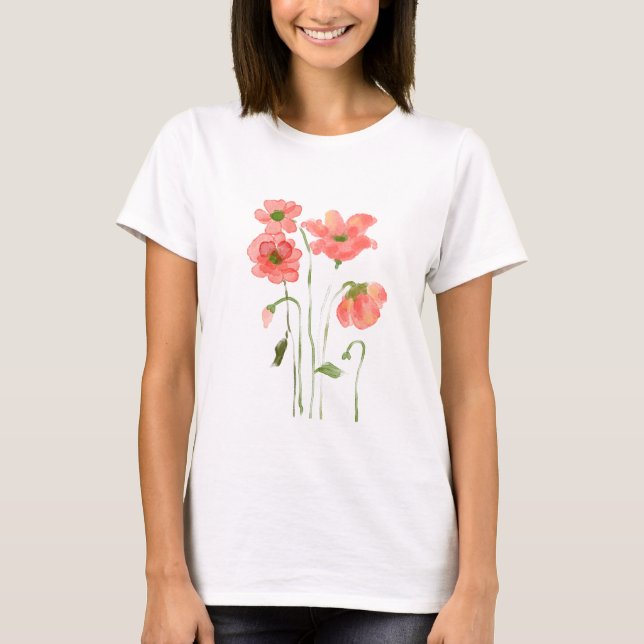 T - Shirt der Mohnstruktur-Blume (Vorderseite)
