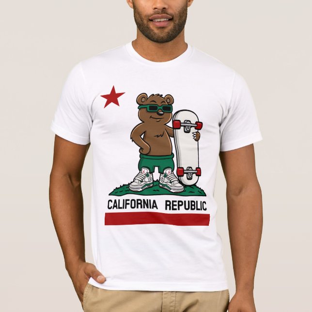 T - Shirt der Republik Kalifornien - Fett State Fl (Vorderseite)
