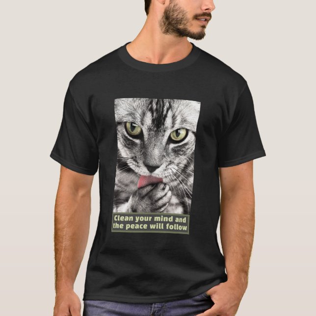 T - Shirt der sauberen Katze (dunkel) (Vorderseite)