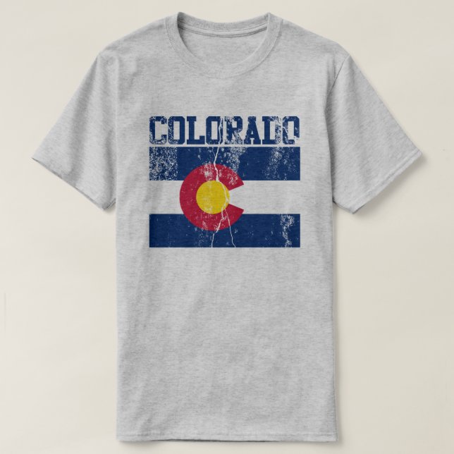 T - Shirt der Staatsflagge Colorado (beschädigt) (Design vorne)