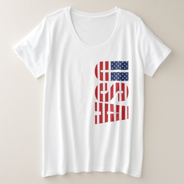 T - Shirt der Women's Plus Size USA Flag (Design vorne)