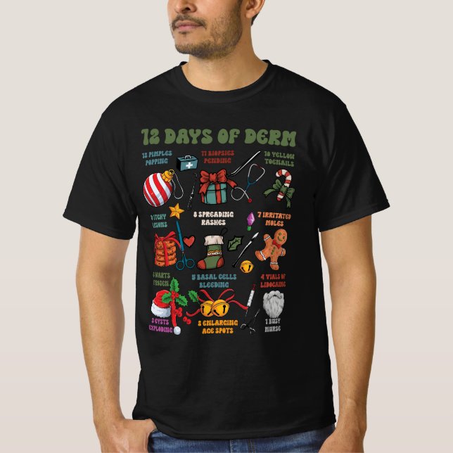 T-shirt Dermatologie Infirmière Joyeux Noël 12 Jours De De (Devant)