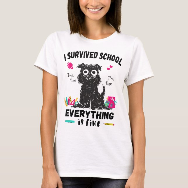 T-shirt Dernier jour d'école, j'ai survécu à l'école (Devant)