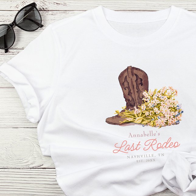 T-shirt Dernier Rodeo Cowgirl Boot Floral Bachelorette (Créateur téléchargé)