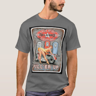 T-shirt Dernier Stop Garage Pin Up Girl Biker Motorcycle