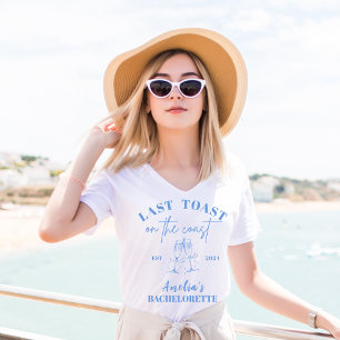 T-shirt Dernier toast sur la côte bleu bachelorette fête