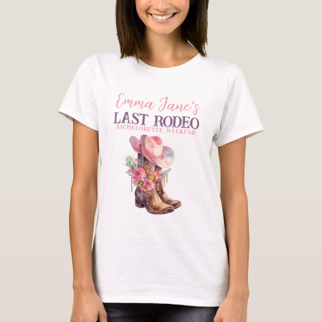 T-shirt Dernière Cowgirl Rodeo Rose Bachelorette (Devant)