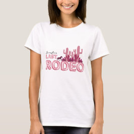 T-shirt Dernière police de ballon rodéo et cactus rose