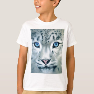 T-shirt Derrière les yeux bleus - léopard des neiges