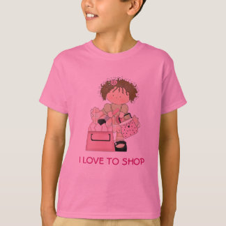 T-shirt des achats de la fille mignonne