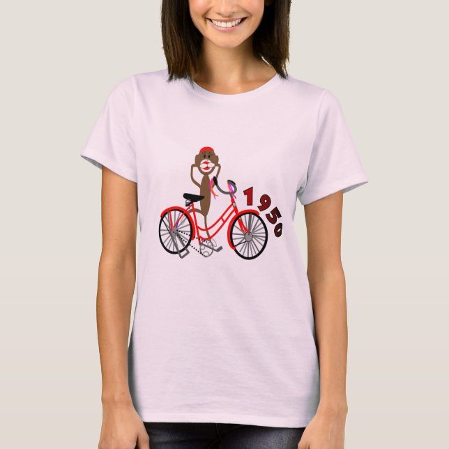 T-shirt % des années 1950 de singe de chaussette de dessin (Devant)