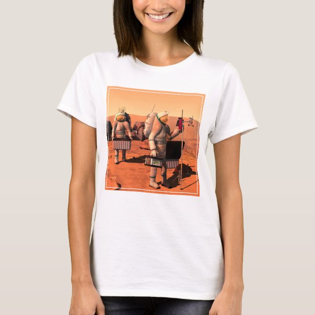 T-shirt Des Astronautes Mettent En Place Du Matériel Météo (Devant)
