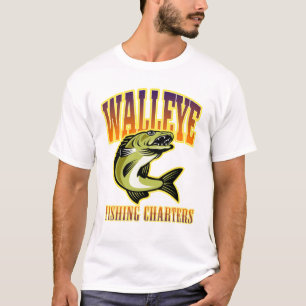 T-shirt des chartes de pêche de Walleye retro pour