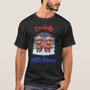 T-shirt Des Cowbells Sonneront Noël Highland Cows