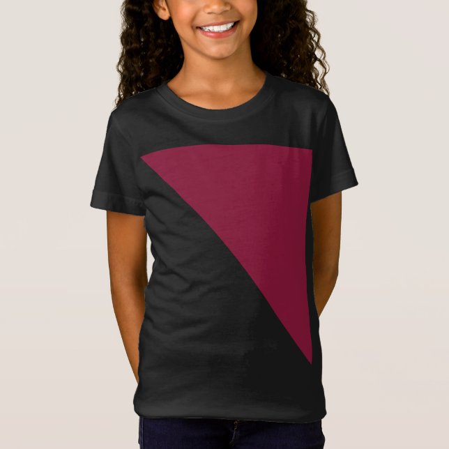 T - Shirt des Farbblockers (Schwarz & Berry Rot) (Vorderseite)