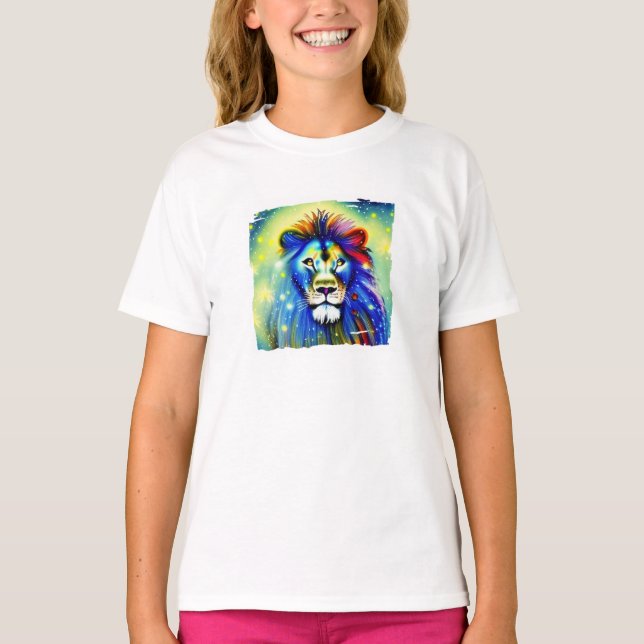 T - Shirt des farbigen Löwen (Vorderseite)