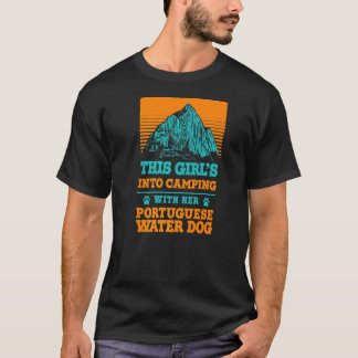T-shirt Des Filles En Camping Avec Son Portugais Water Dog