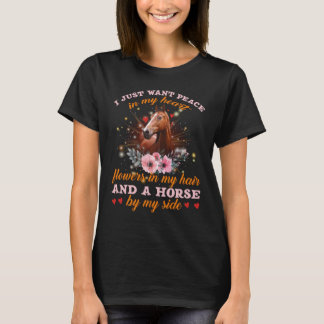 T-shirt Des Fleurs Dans Mes Cheveux Et Un Cheval De Mon Cô