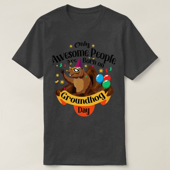 T-shirt Des Gens Impressionnants Nés Sur La Marmotte Jour  (Design devant)