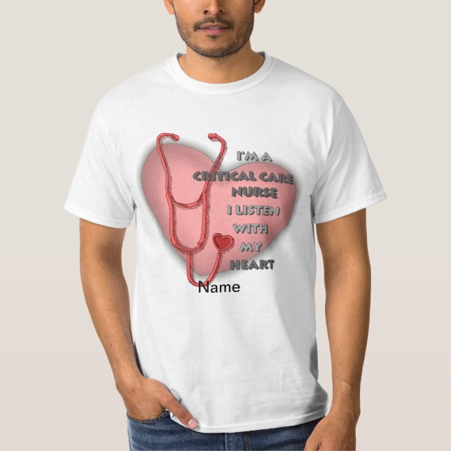 T-shirt des infirmières de soins critiques rouges (Devant)