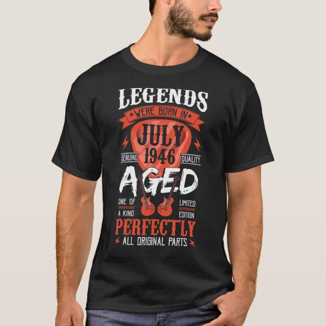 T-shirt Des Légendes Sont Nées En Juillet 1946 Guitare Ong (Devant)