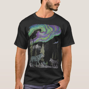 T-shirt des loups Abstraits dans la forêt aurifère