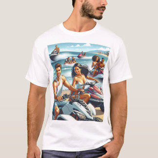 T-shirt Des motos de jet et des VTT sur la plage