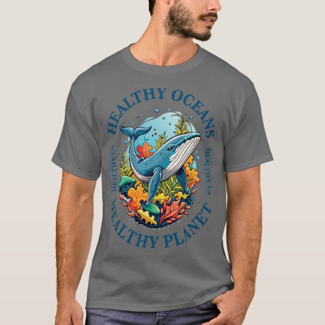 T-shirt des océans sains une planète saine (Devant)
