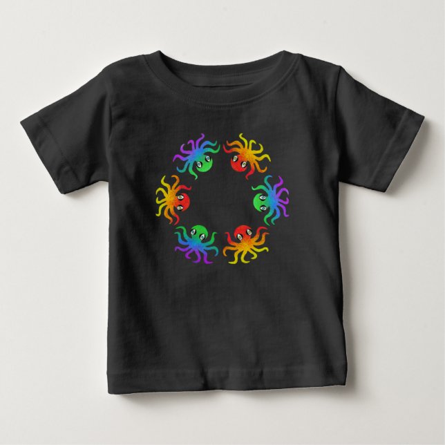 T - Shirt des Säuglings - Gradient Octopus (vivid) (Vorderseite)
