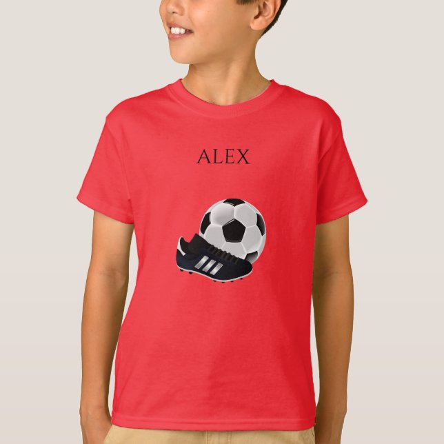 T - Shirt des SOCCER Jungen, personalisierter Name (Vorderseite)