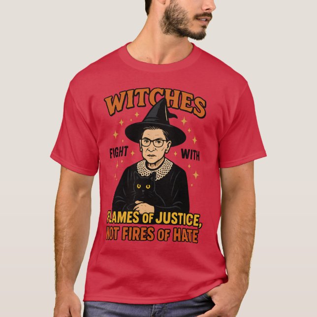 T-shirt Des sorcières se battent avec des flammes de justi (Devant)