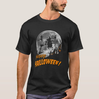 T-shirt Des sorcières volent à travers une Pleine lune Hal
