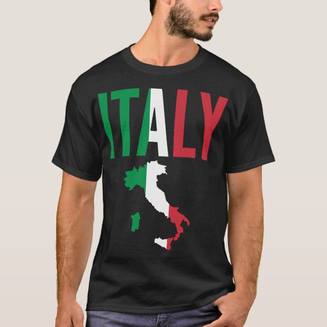 T-shirt des textes de carte de l'Italie (Devant)