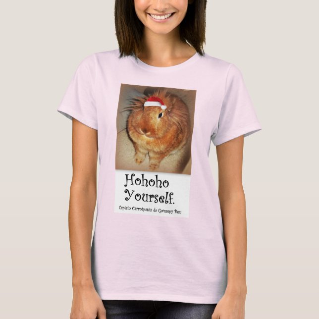 T-shirt Désapprouver Lapin Lapin Noël Hoho T Chemise (Devant)