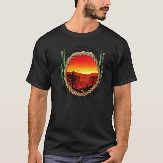 T-shirt Desert Cactus Coucher du soleil sur Dark Desert Hi (Devant)