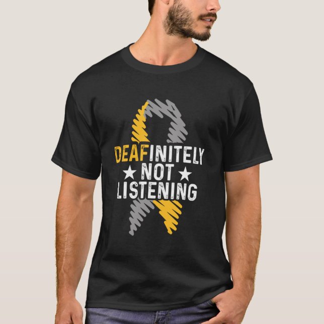 T-shirt Désespérément pas d'écoute Langue des signes Langu (Devant)