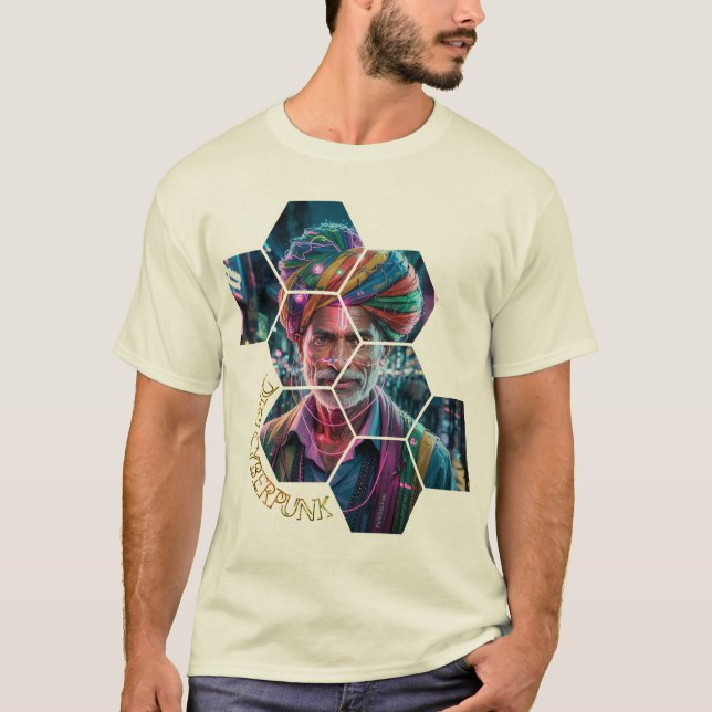 T-shirt Desi Cyberpunk - Où la tradition rencontre (Devant)