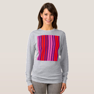 T-shirt Design à rayures verticales rose violet rouge