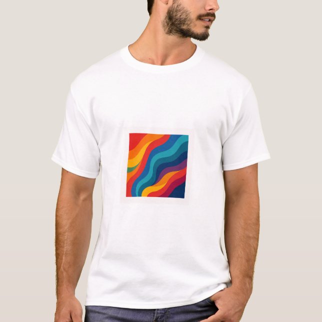 T-shirt Design abstrait carré coloré. (Devant)