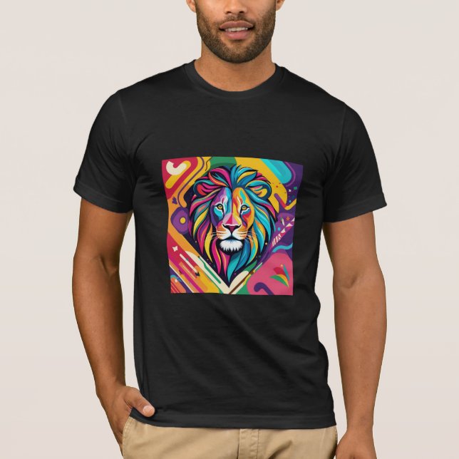 T-shirt Design abstrait d'oeuvres d'art Lion qui est dynam (Devant)