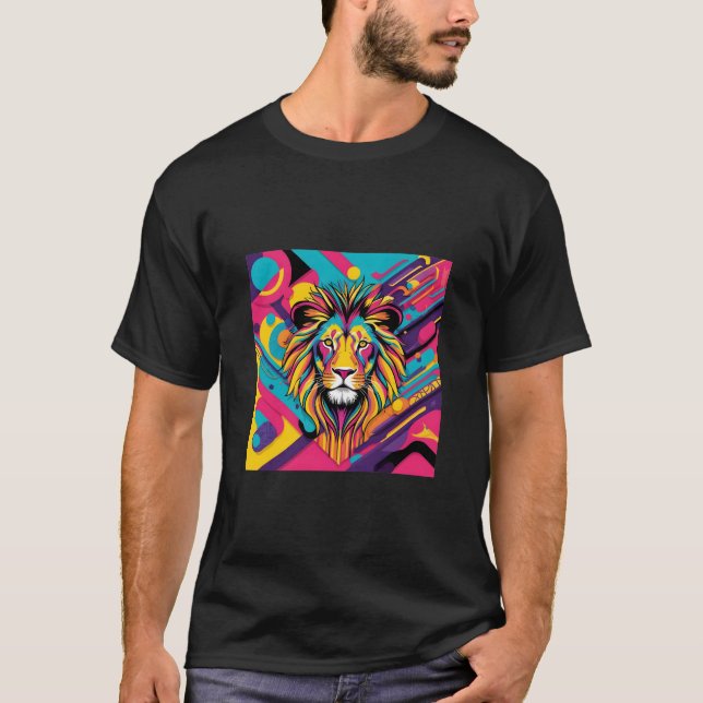 T-shirt Design abstrait d'oeuvres d'art Lion qui est dynam (Devant)