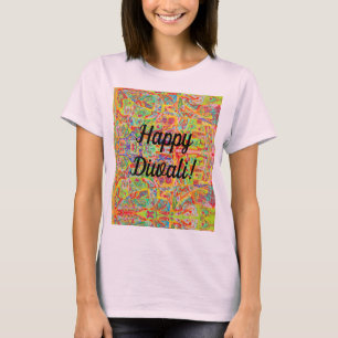 T-shirt design abstrait sari et Happy Diwali