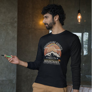 T-shirt Design "Adventure Await-Explore the mountain"