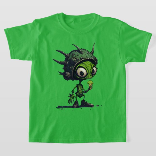 T-shirt Design Alien De Dessin Profitant Du Cool De Cône D (Poser)