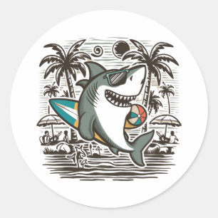 T - Shirt-Design am Strand Runder Aufkleber