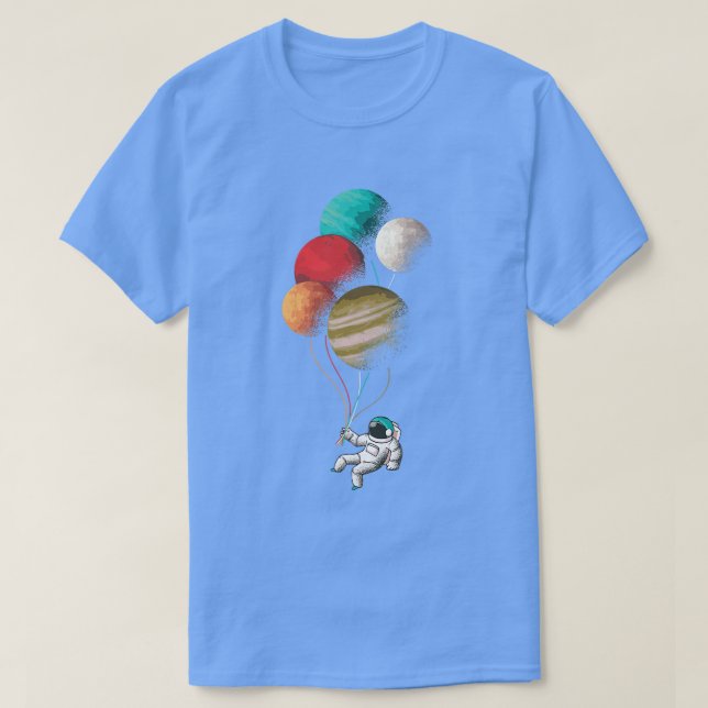 T-shirt Design astronaute mignon avec des ballons planètes (Design devant)