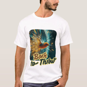 T-shirt Design Born to Throw oiseau fléchette stylisé