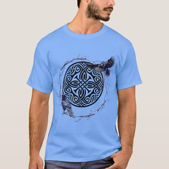 T-shirt Design celtique avec couronne & ravens (Devant)